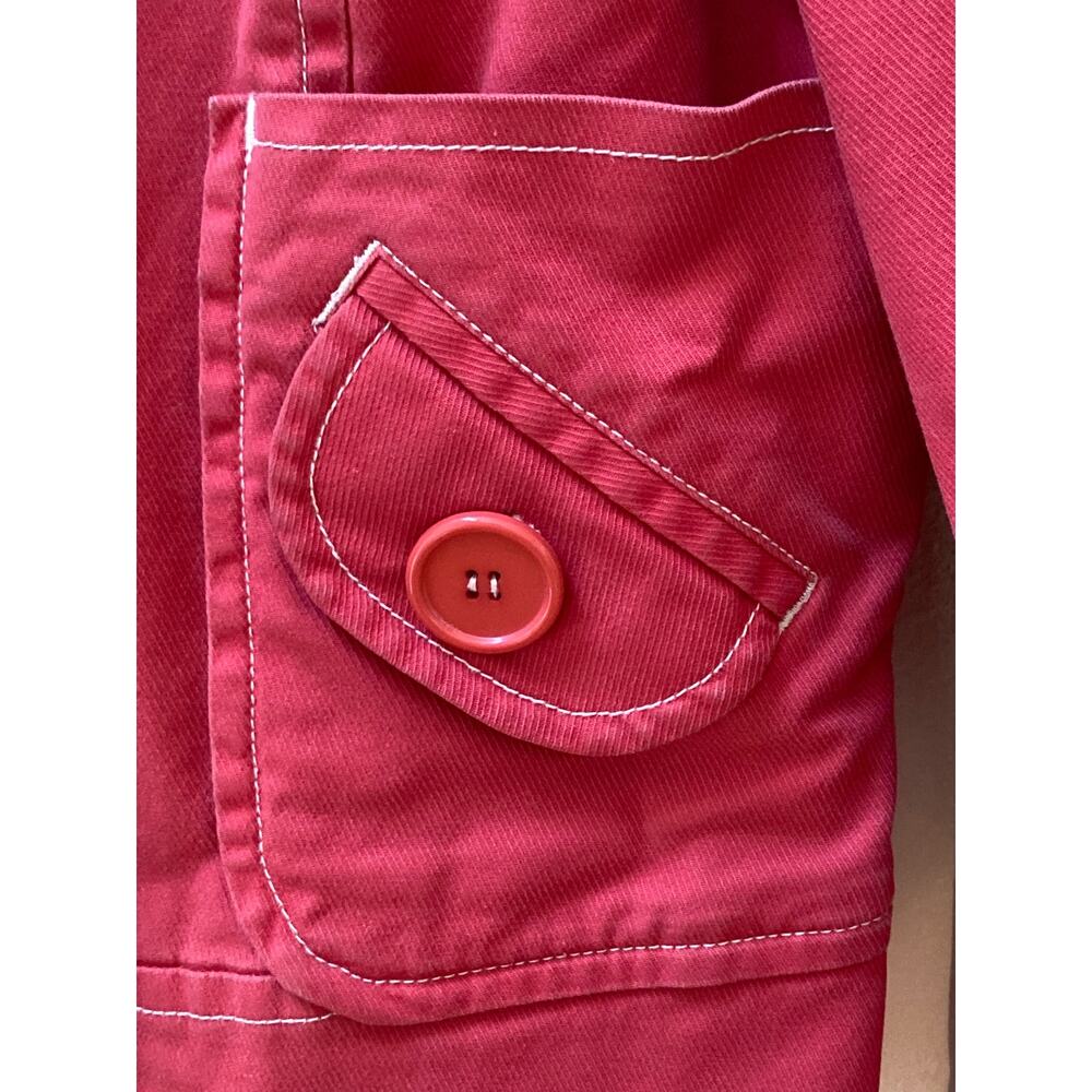 Anthropologie Sitwell ~ Moto Jean Jacket Bright Redish Pink Buttons ~ Sz 10 - Picture 7 of 9